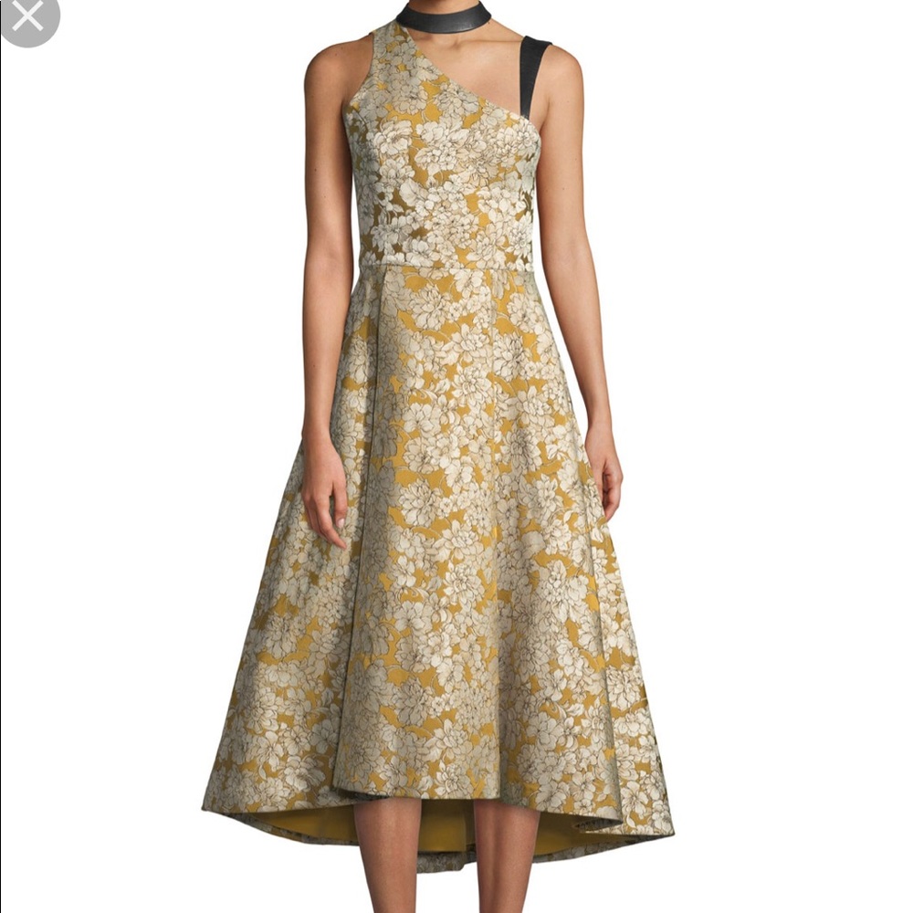 Alice & Olivia Chrissy Leather Combo Cutout Flare